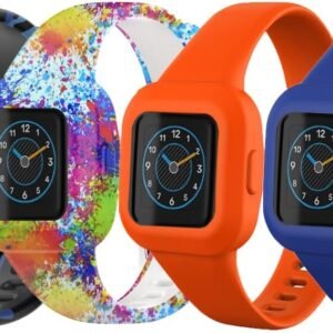 Compatible with Garmin Vivofit Jr.3 Replacement Bands for Kids (4-Pack), Adjustable Silicone Strap for Boys Girls, Multiple Colors, Vivofit Jr.3 Fitness Tracker