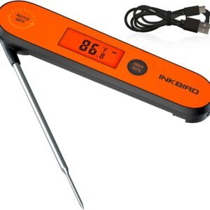 Digital Meat Thermometer IHT-1P- 3S Instant Read, IPX5 Waterproof, USB Rechargeable with Magnetic Back & Backlight for Kitchen BBQ Grill Cooking Deep Fry Smoker Candy Liquid