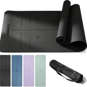 Eco-Friendly Non-Slip Yoga Mat 183X61X0.6Cm with Alignment Lines & Carry Strap