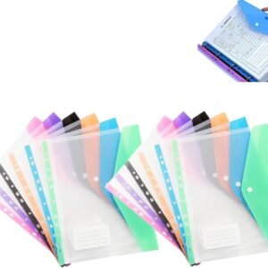 A4 Document Wallet Binder Pockets, 12 Pack Plastic Envelopes with Snap Closure