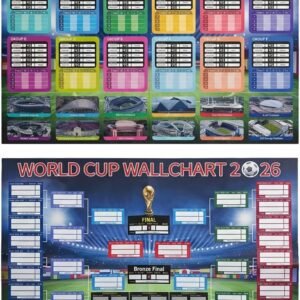 World Cup 2026 Wall Chart Football Schedule Poster - 58X87Cm Large Soccer