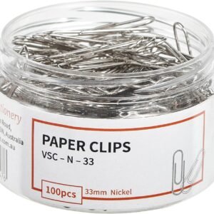 Vignette Stationery Chrome Paper Clips, 33 Mm, 1.3 Inch,100 Pcs per Pack