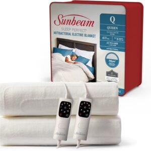 Sleep Perfect Antibacterial Electric Blanket Queen | Fully Fitted, Washable, Auto-Off Timer, Safety Overheat Protection, Dual Controls BLA6351